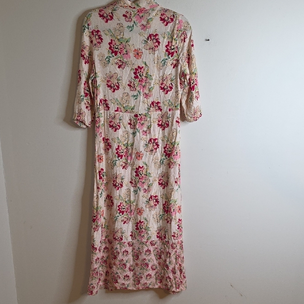 Floral Pink and Cream Women's Dress - Picture 9 of 9